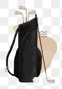 Golf bag png, sport equipment remix, transparent background