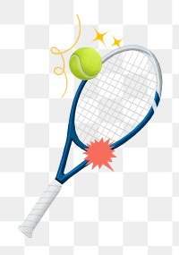 Tennis racket and ball png sticker, sport equipment, transparent background