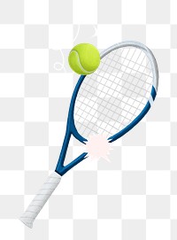 Tennis racket and ball png sticker, sport equipment, transparent background