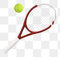 Tennis racket and ball png sticker, sport equipment, transparent background