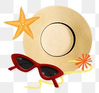 Summer holiday png remix, sunhat and sunglasses, transparent background