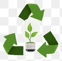 Renewable energy png, plant in light bulb, environment remix, transparent background