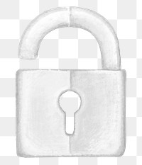 White padlock png, transparent background