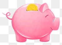 Piggy bank png, savings & finance illustration, transparent background