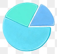 Business pie chart png, blue element graphic, transparent background