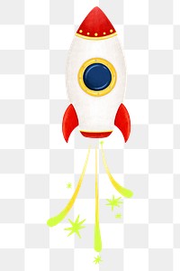 Space rocket launching png sticker, transparent background