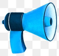 Blue megaphone png, marketing tool illustration, transparent background