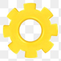 Yellow cogwheel png, business element graphic, transparent background