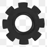 Black cogwheel png, business element graphic, transparent background