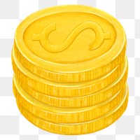 Gold stacked coin png, money & finance illustration, transparent background