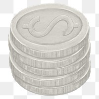 Silver stacked coin png, money & finance illustration, transparent background