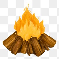 Campfire png, camping, outdoor travel illustration, transparent background