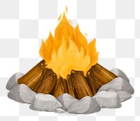 Campfire png, camping, outdoor travel illustration, transparent background