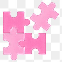 Pink jigsaw puzzle png sticker, transparent background