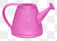 Pink watering can png, gardening tool illustration, transparent background