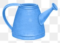 Blue watering can png, gardening tool illustration, transparent background