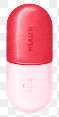 Red capsule medicine png, transparent background