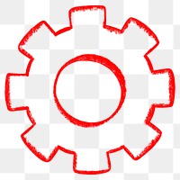 Red cogwheel png, business element graphic, transparent background