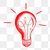 Red light bulb png, creative idea illustration, transparent background