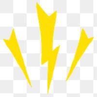 Yellow lightning bolts png, weather doodle, transparent background