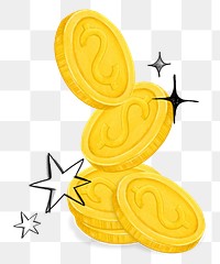 Gold stacked png coin, money & finance illustration, transparent background