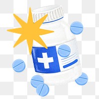 Medicine bottle png, transparent background