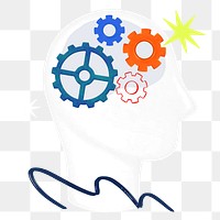 Cogwheel brain png, business remix, transparent background