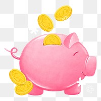 Piggy bank png, savings & finance illustration, transparent background