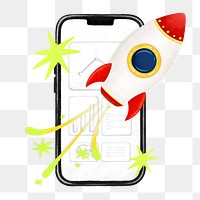 Startup business launch png, space rocket remix, transparent background
