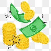 Floating coins png bill, money & finance remix, transparent background