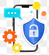 Online data security png, technology remix, transparent background