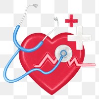 Stethoscope and heartbeat png, transparent background