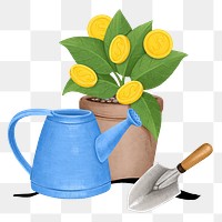 Potted money plant png, gardening hobby remix, transparent background