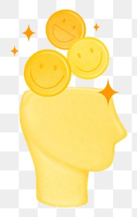 Smiling emoticon head png, mental health remix, transparent background