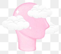 Pink cloud head png, mental health remix, transparent background