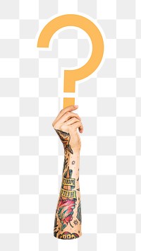 Question Mark icon png hand holding sign, transparent background