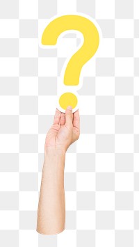 Question mark png hand holding sign, transparent background