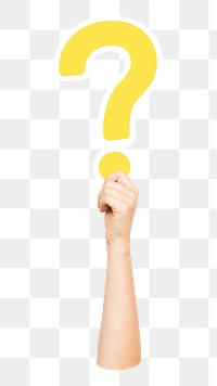 Question mark png hand holding sign, transparent background