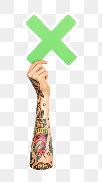 Letter X png hand holding sign, transparent background