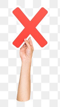 Multiplication symbol png hand holding sign, transparent background