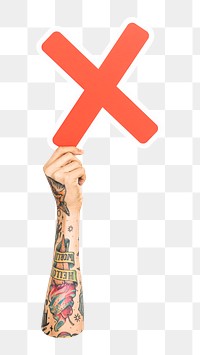 Multiplication symbol png hand holding sign, transparent background