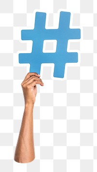 Hashtag icon png hand holding sign, transparent background