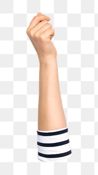 Person showing fist png, transparent background