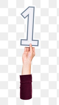 Number 1 icon png hand holding sign, transparent background