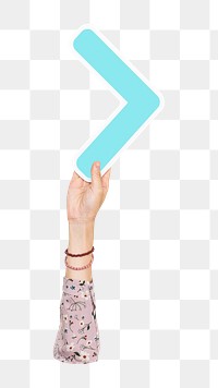 Greater-than sign png hand holding sign, transparent background