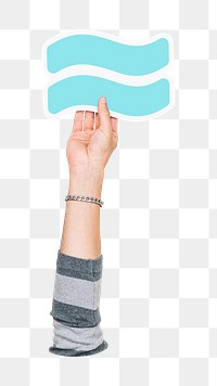 Approximation png hand holding sign, transparent background