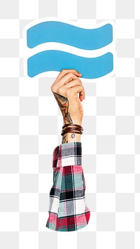 Approximation symbol png hand holding sign, transparent background