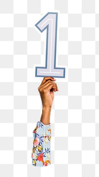 Number 1 icon png hand holding sign, transparent background