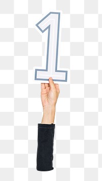 Number 1 icon png hand holding sign, transparent background