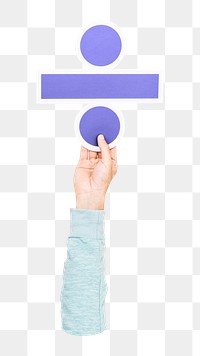 Division icon png hand holding sign, transparent background
